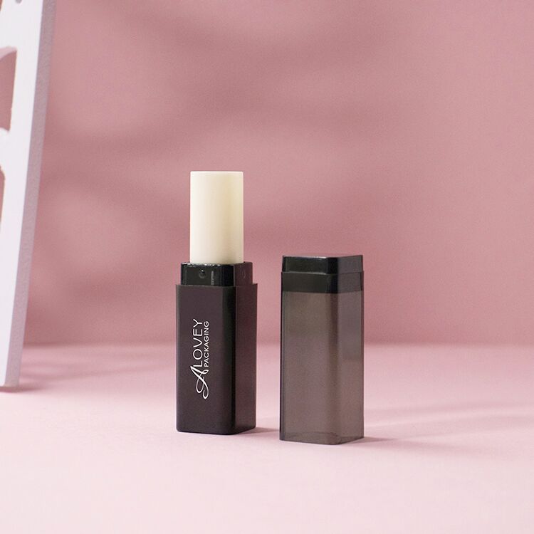 Matte black square lip balm tube-LB0060A
