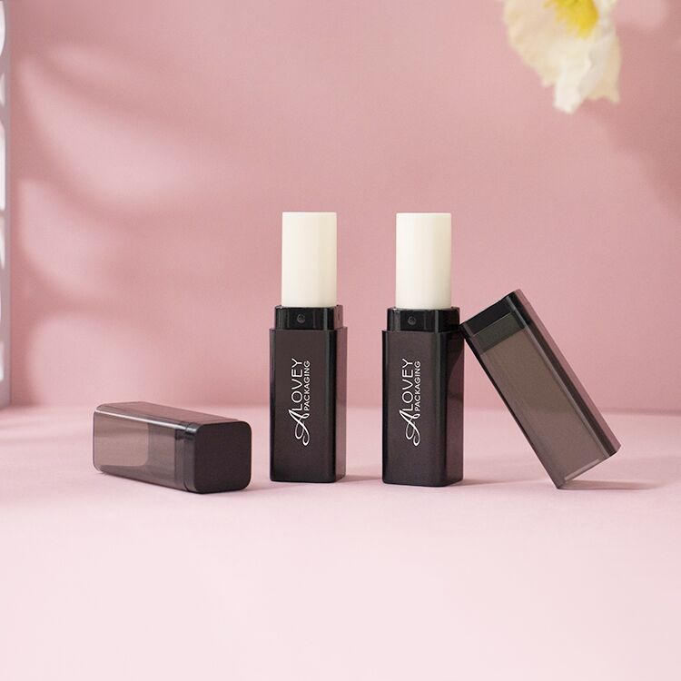 Matte black square lip balm tube-LB0060A
