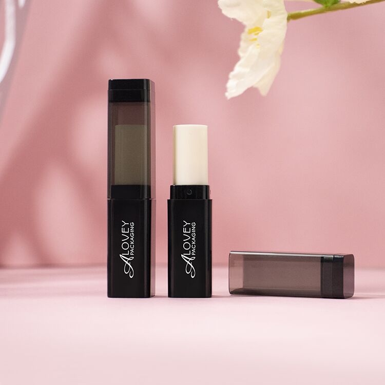 Matte black square lip balm tube-LB0060A